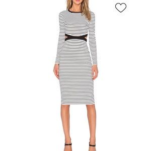 BITTER LIFE BLACK AND WHITE STRIPED MIDI DRESS